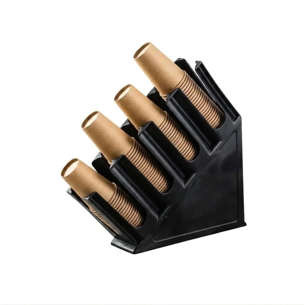 4 Compartment Countertop Disposable Coffee Cup Organizer Dispenser Holder
