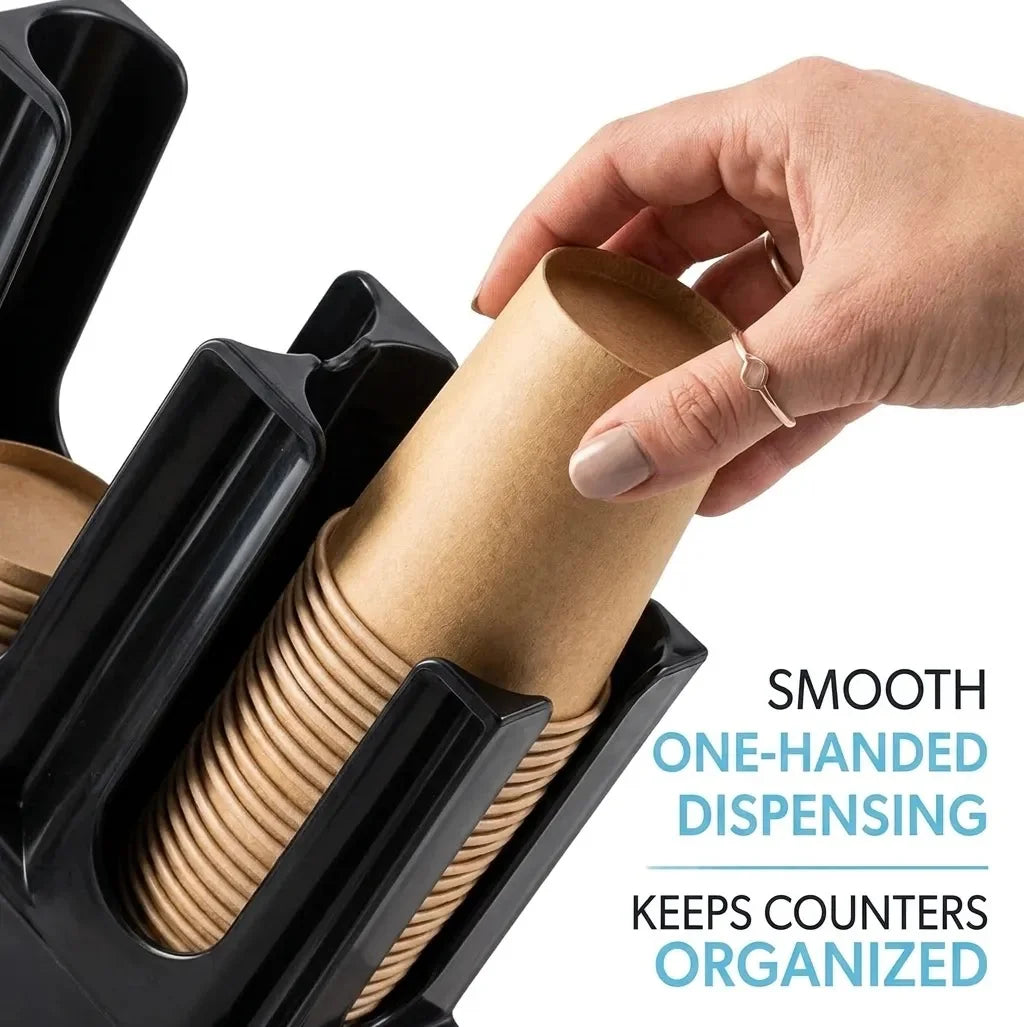 4 Compartment Countertop Disposable Coffee Cup Organizer Dispenser Holder