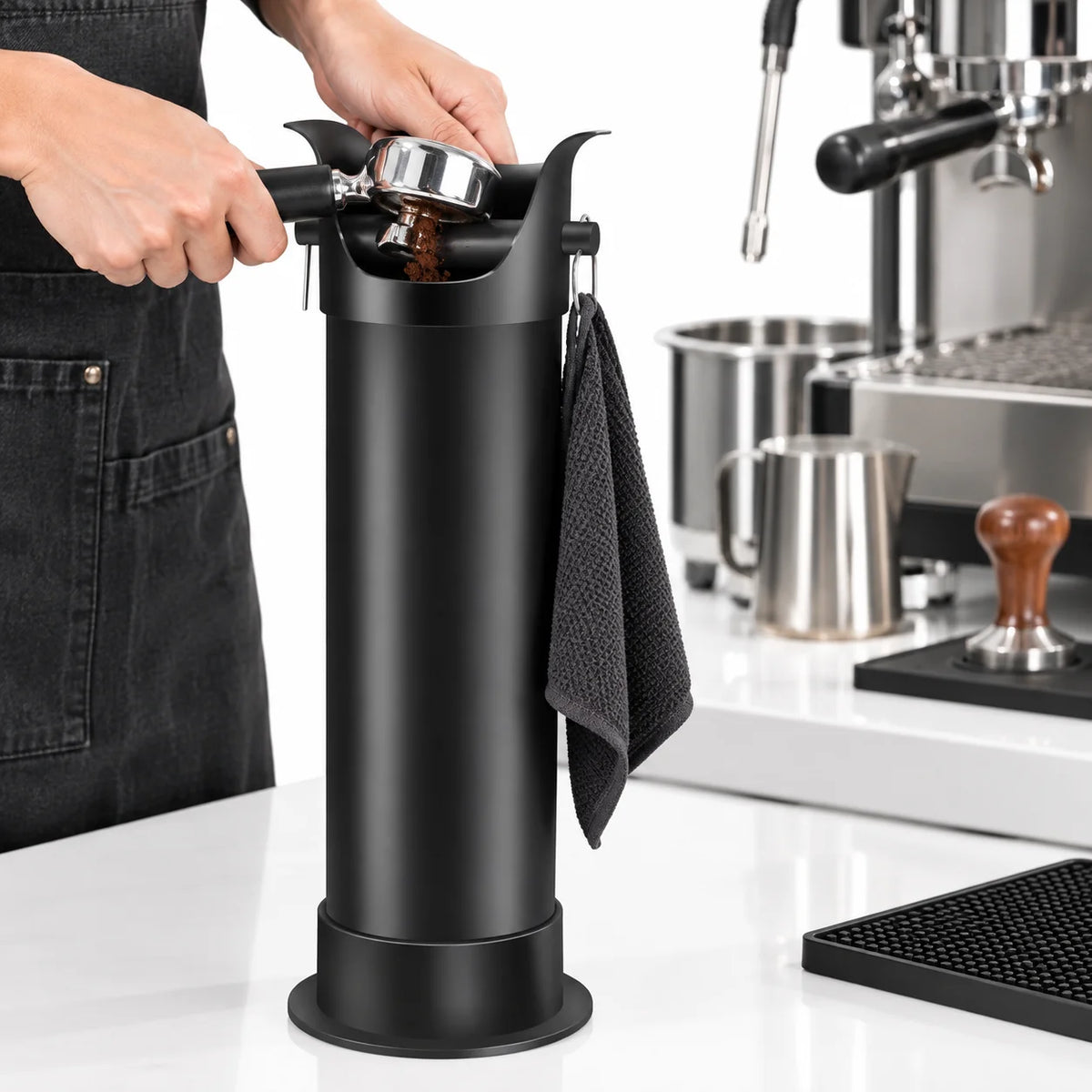 Espresso Knock Box Floor Standing Black