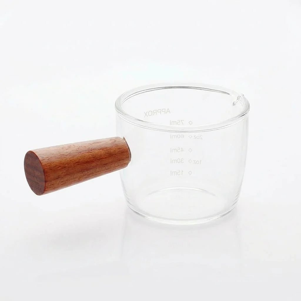 Glass Espresso Measuring Cup Wooden Handle 75ml