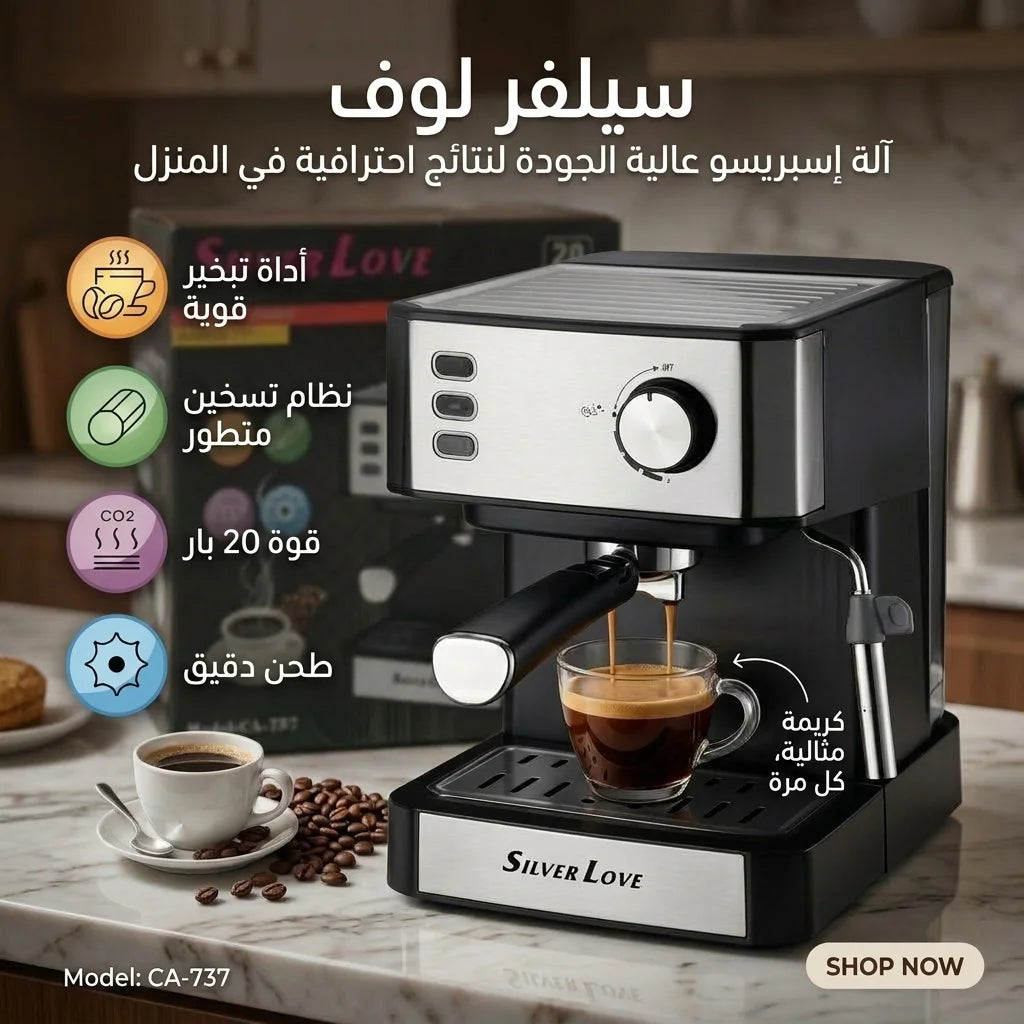 Silver Love Espresso Coffee Machine