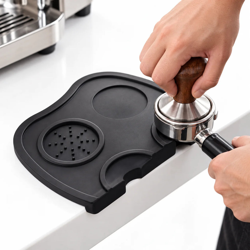 Silicone Double Espresso Tamping Mat Black