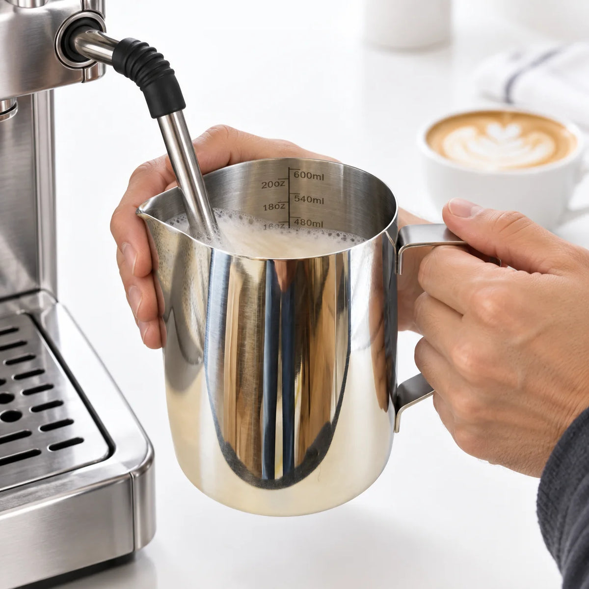 Stainless Steel Milk Frothing Pitcher 600ml