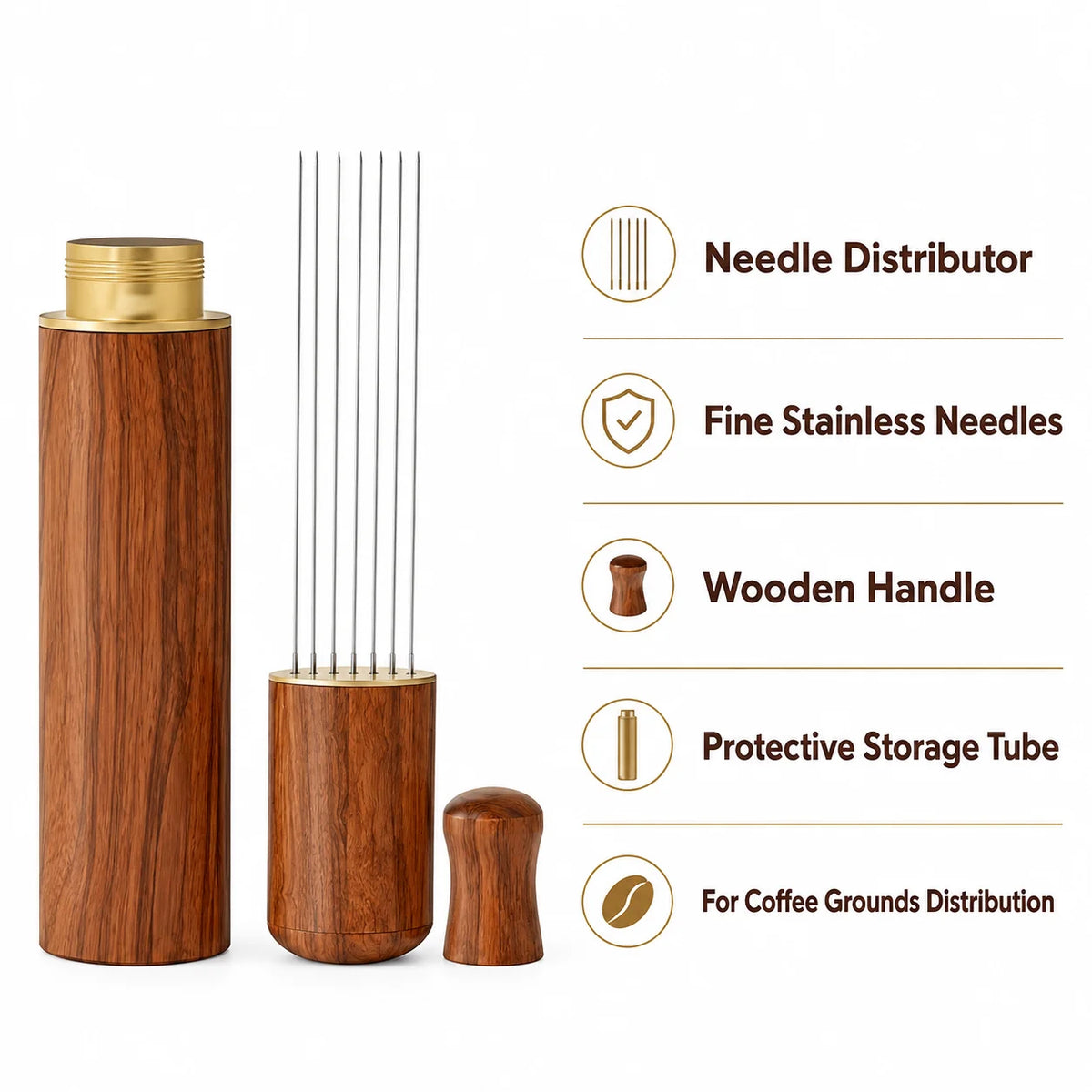 Needle Coffee Distributor with Wooden Tube