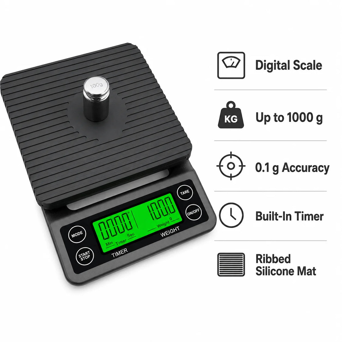 Digital Coffee Scale with Built-In Timer